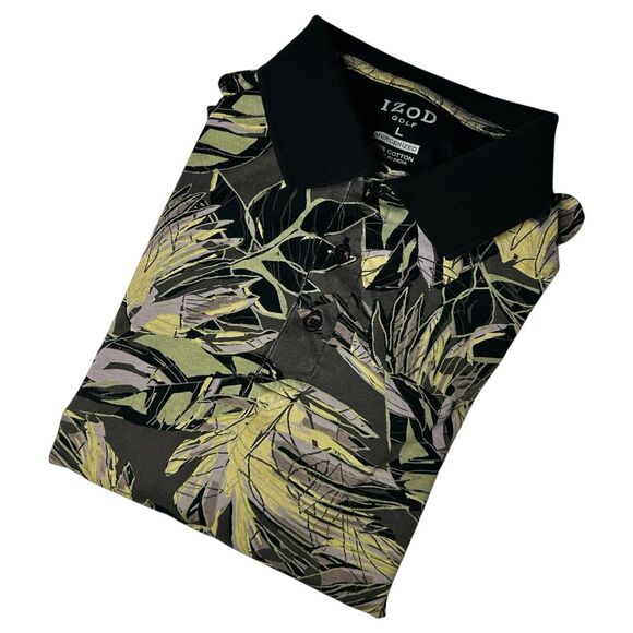 Izod Golf Men’s Size Large Short Sleeve Tropical Print Golf Polo‎ - Picture 1 of 7